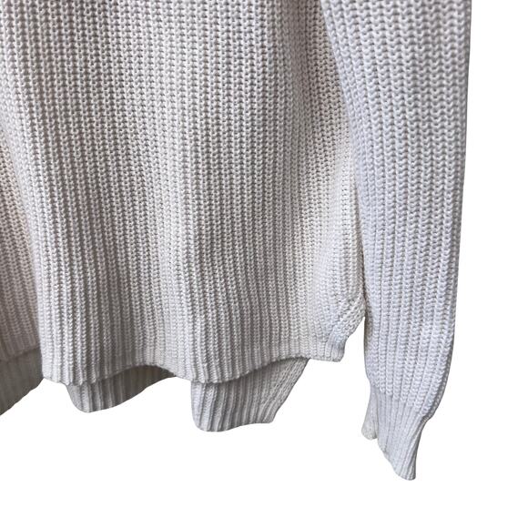 Michael Stars White Cotton Knit Sweater Medium V Neck Long Sleeve Pullover - Picture 5 of 7